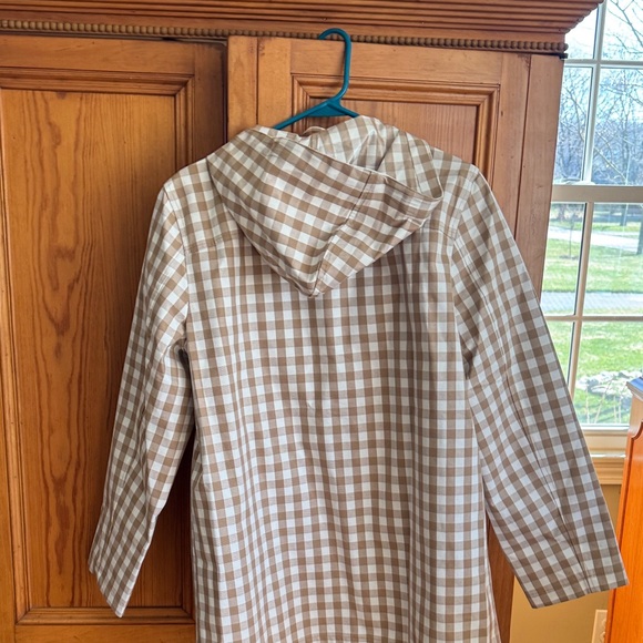J. Crew Factory Beige and White Gingham Raincoat - Picture 3 of 3